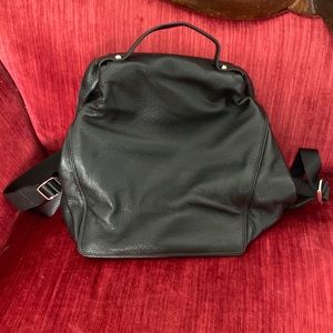 Bartlett black pebble leather backpack never used with plastic on zippers.
